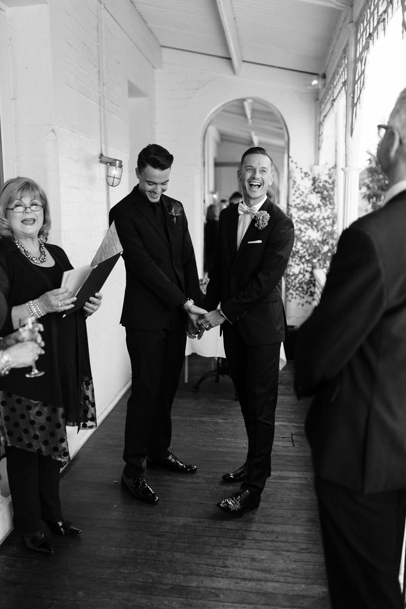  Alexander Ross and Nicholas Ross from Same-sex wedding directory Mr Theodore legally get married at Entrecote in South Yarra. Photos by Olivia and Thyme. 