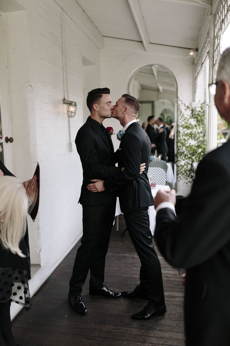  Alexander Ross and Nicholas Ross from Same-sex wedding directory Mr Theodore legally get married at Entrecote in South Yarra. Photos by Olivia and Thyme. 