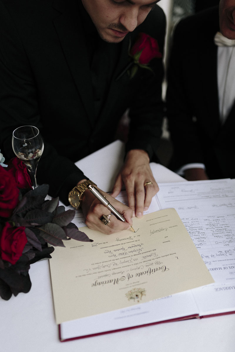  Alexander Ross and Nicholas Ross from Same-sex wedding directory Mr Theodore legally get married at Entrecote in South Yarra. Photos by Olivia and Thyme. 