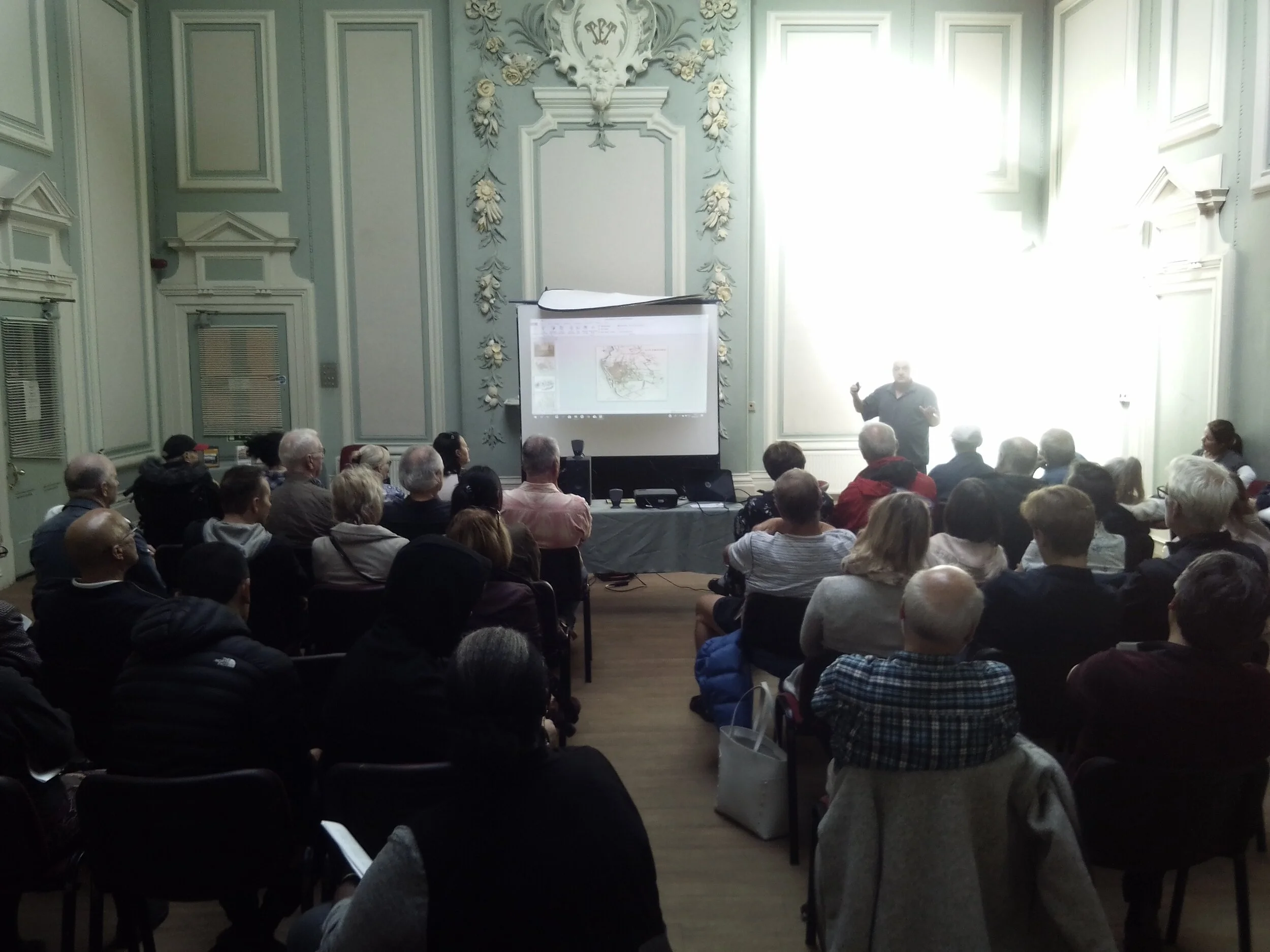 JOHN HARRISON DELIVERING ANOTHER FANTASTIC TALK TO A PACKED HALL