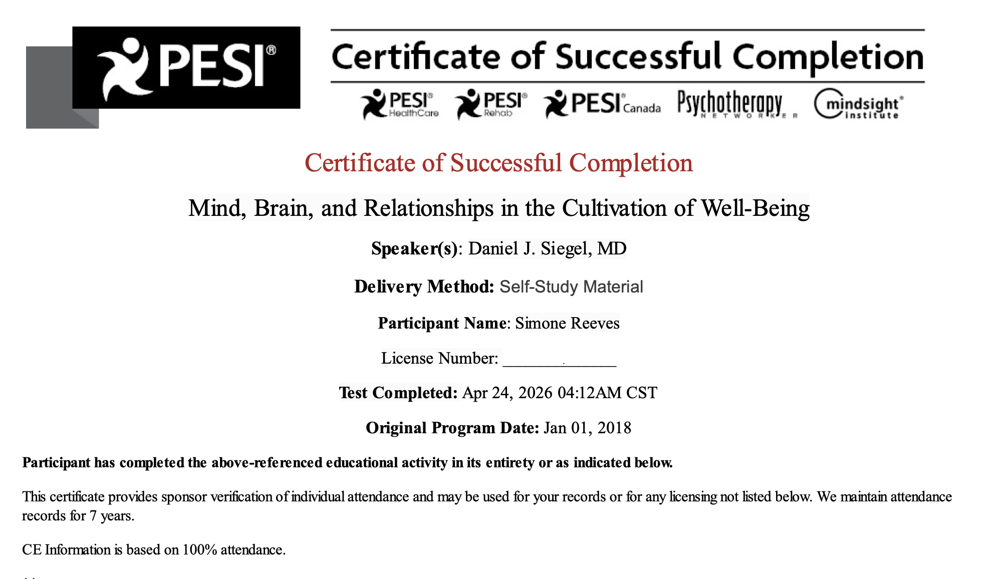 Dan Siegel | Comprehensive Interpersonal Neurobiology (IPNB) Course