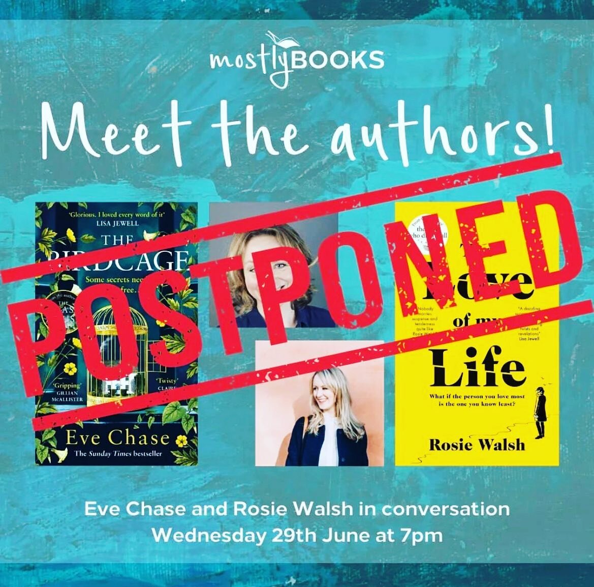 Bloody covid. It&rsquo;s still making me wobbly and exhausted and now poor @evepollychase has it. So we are very sorry to say we have had to postpone tomorrow&rsquo;s lovely events at @borzoibookshop and @mostlybooks_shop - but we will be back as soo