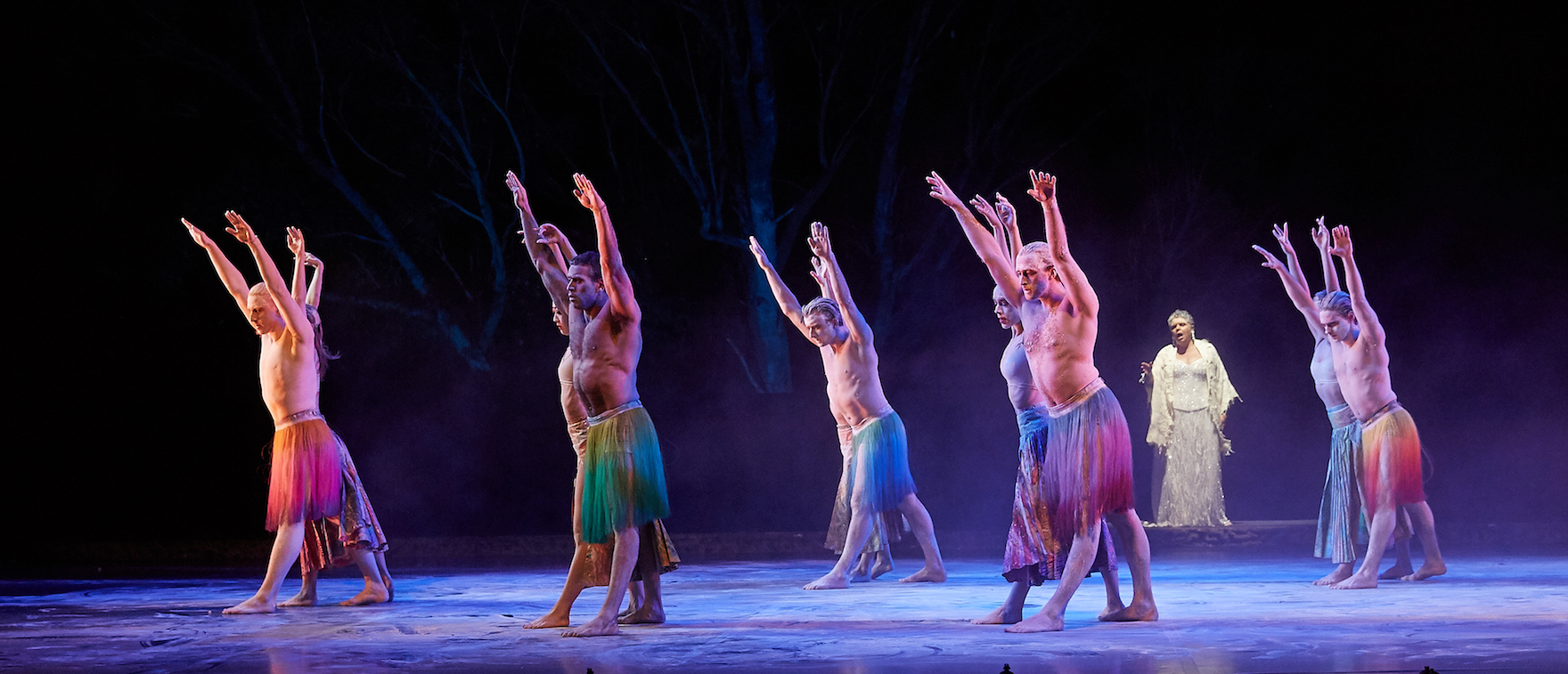 Dancers of West Australian Ballet and NT Dance Company in Milnjiya, Milky Way — River of Stars . 2018 Photo by Sergey Pevnev. Courtesy of NT Dance Company