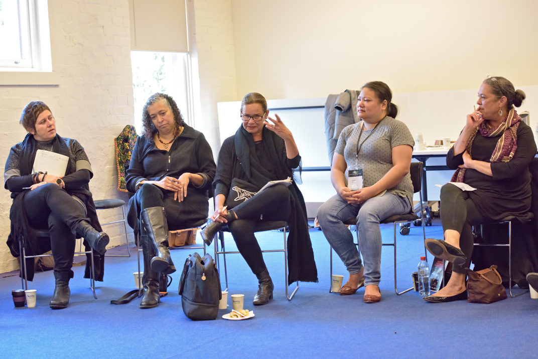 Jade Lillie, Rachael Maza, Rhoda Roberts, Angela Flynn, Lydia Miller. Photo by Mick Richards
