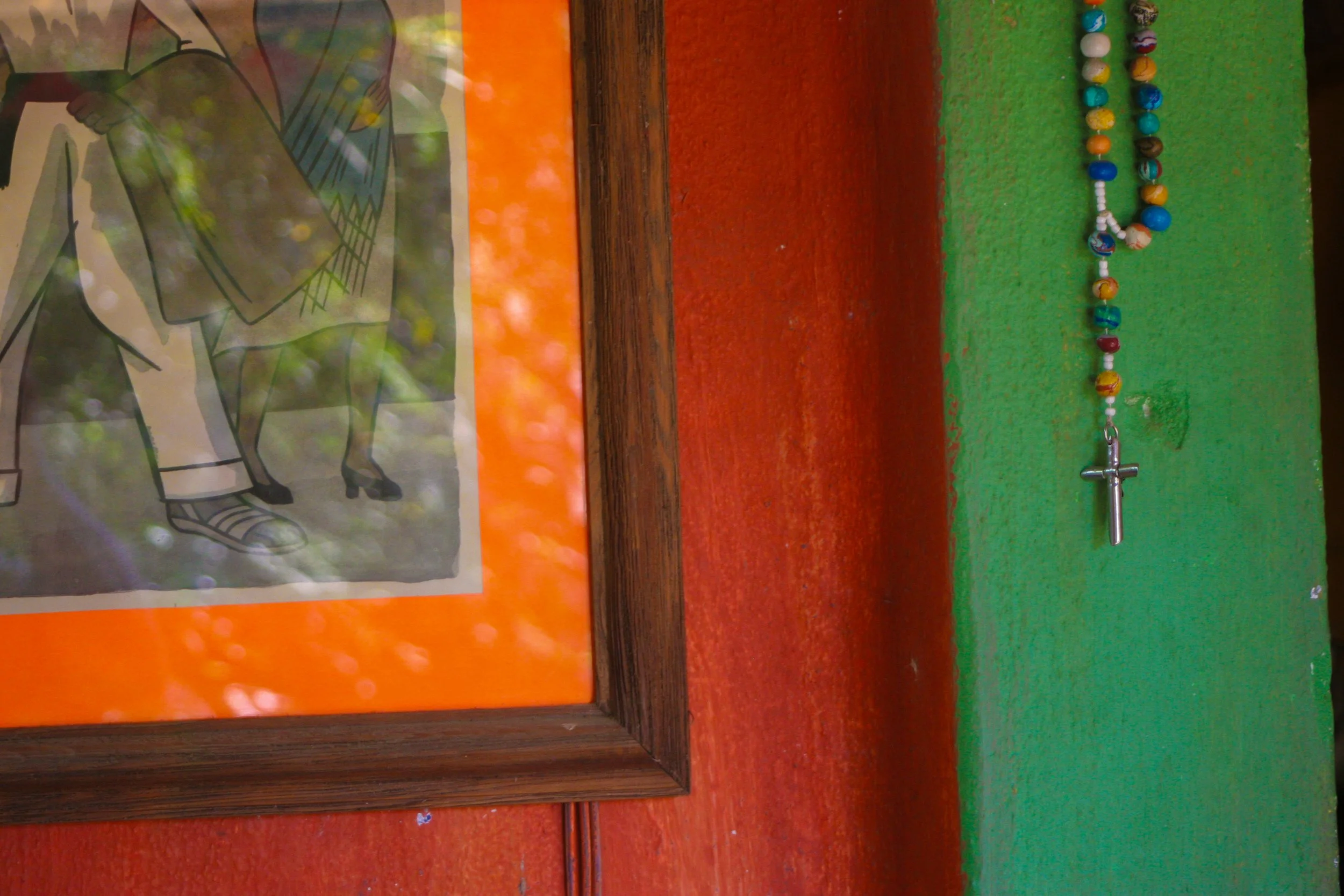Mexican Wall with painting and cross