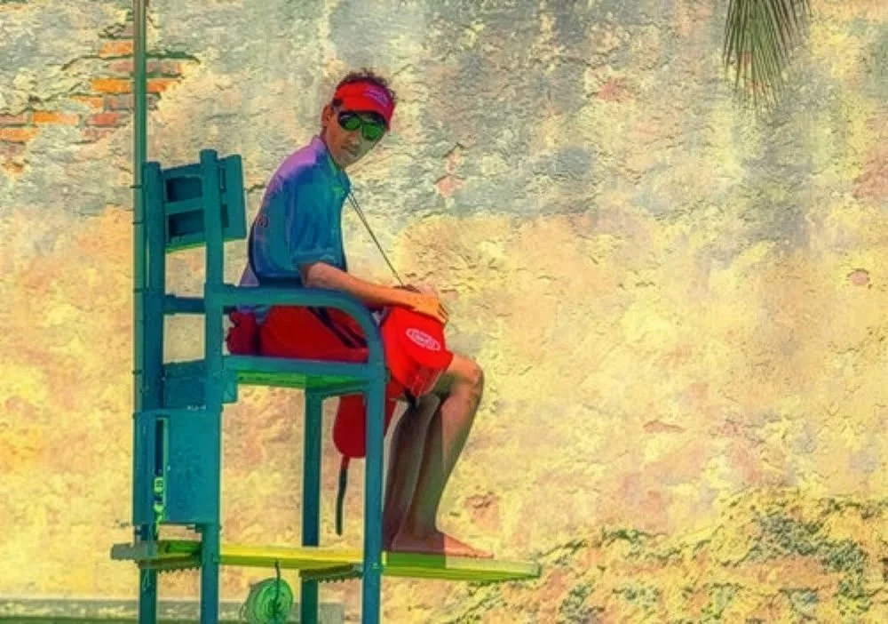 "Pool Boy at Venetian Pool number One"  Coral Gables. July 18, 2022. 