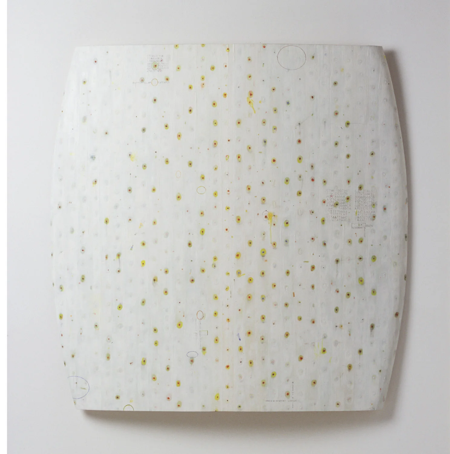 smear (3), paint, ink, sheet cork, molded plywood, 44.5 x 45 x 2 inches, 2000