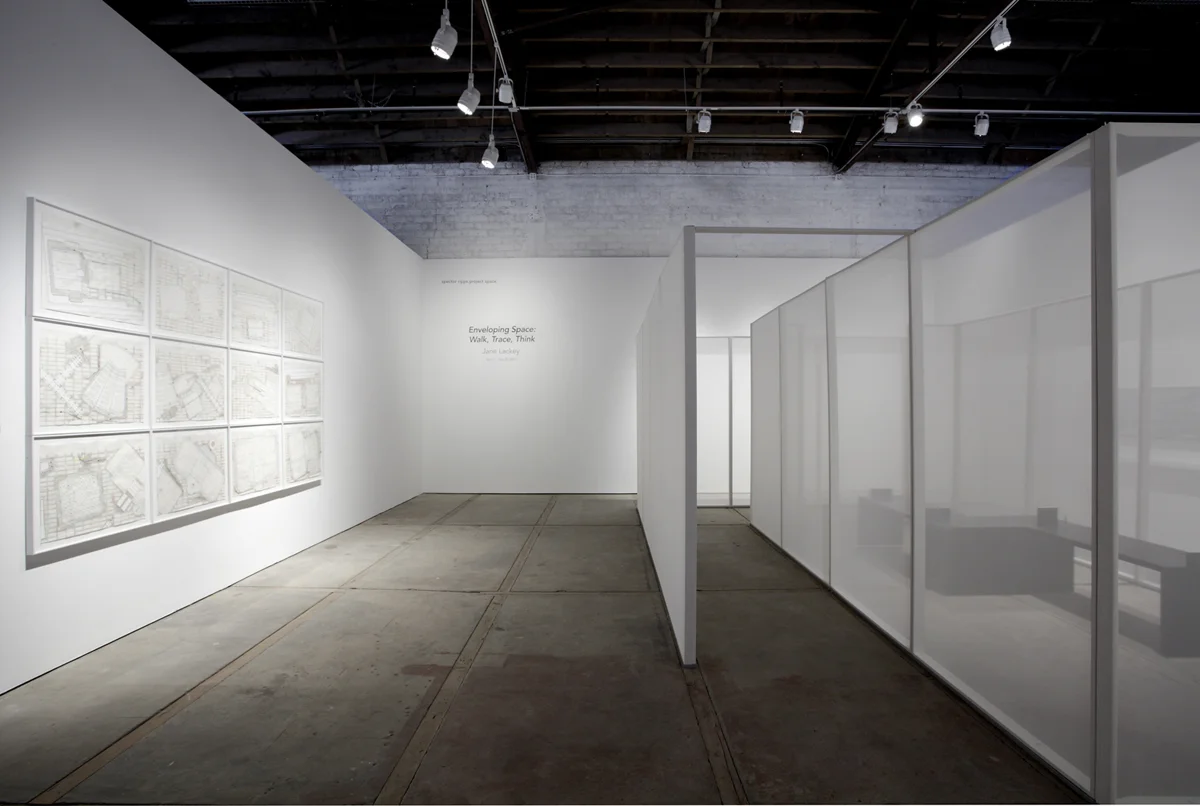 left wall, enclosures 1-12, paint, tape, thread, stickers on kozo paper, 19.5 x 26.5 inches each, 2013