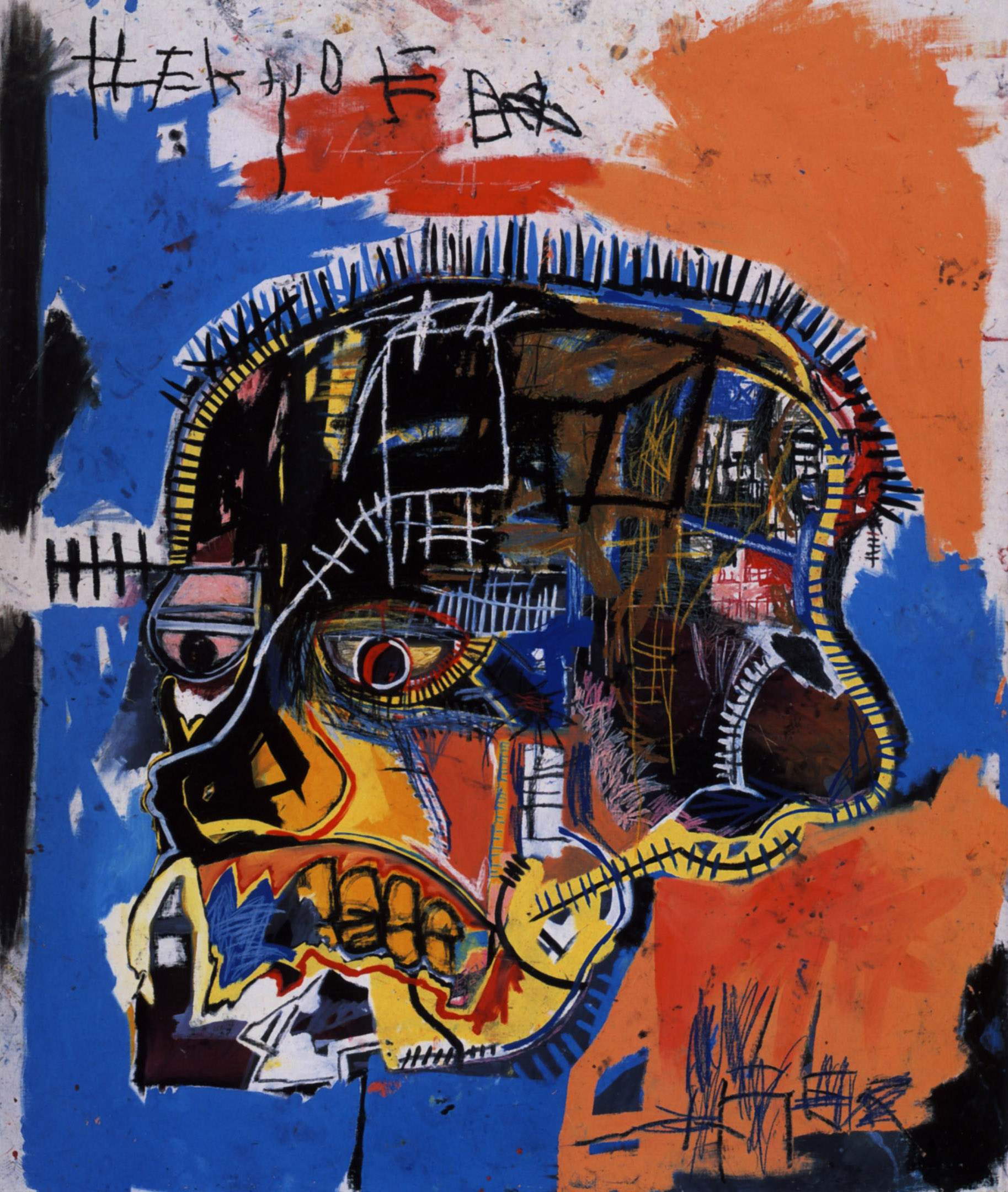 Jean-Michel Basquiat. "Scull" (1981). Acrylic, crayon, canvas. 175.9 x 207 cm. Courtesy the Broad, Los Angeles.