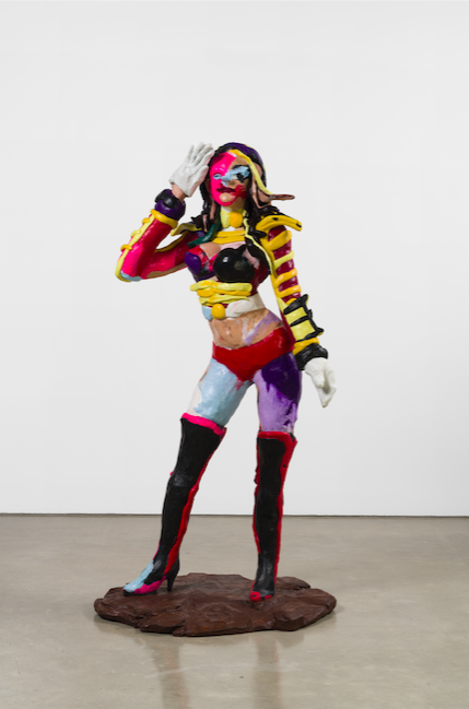 RACHEL FEINSTEIN. “BANDLEADER” (2018). HAND-APPLIED COLOR RESIN OVER FOAM WITH WOODEN BASE. 76 X 40 X 30 INCHES. COURTESY OF GAGOSIAN. 