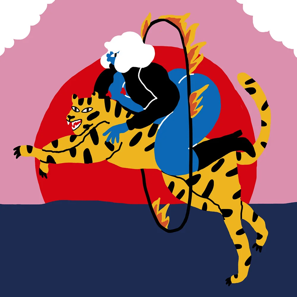 Egle Zvirblyte. Tiger Rider. Acrylic on Canvas, Moniker Open Studios