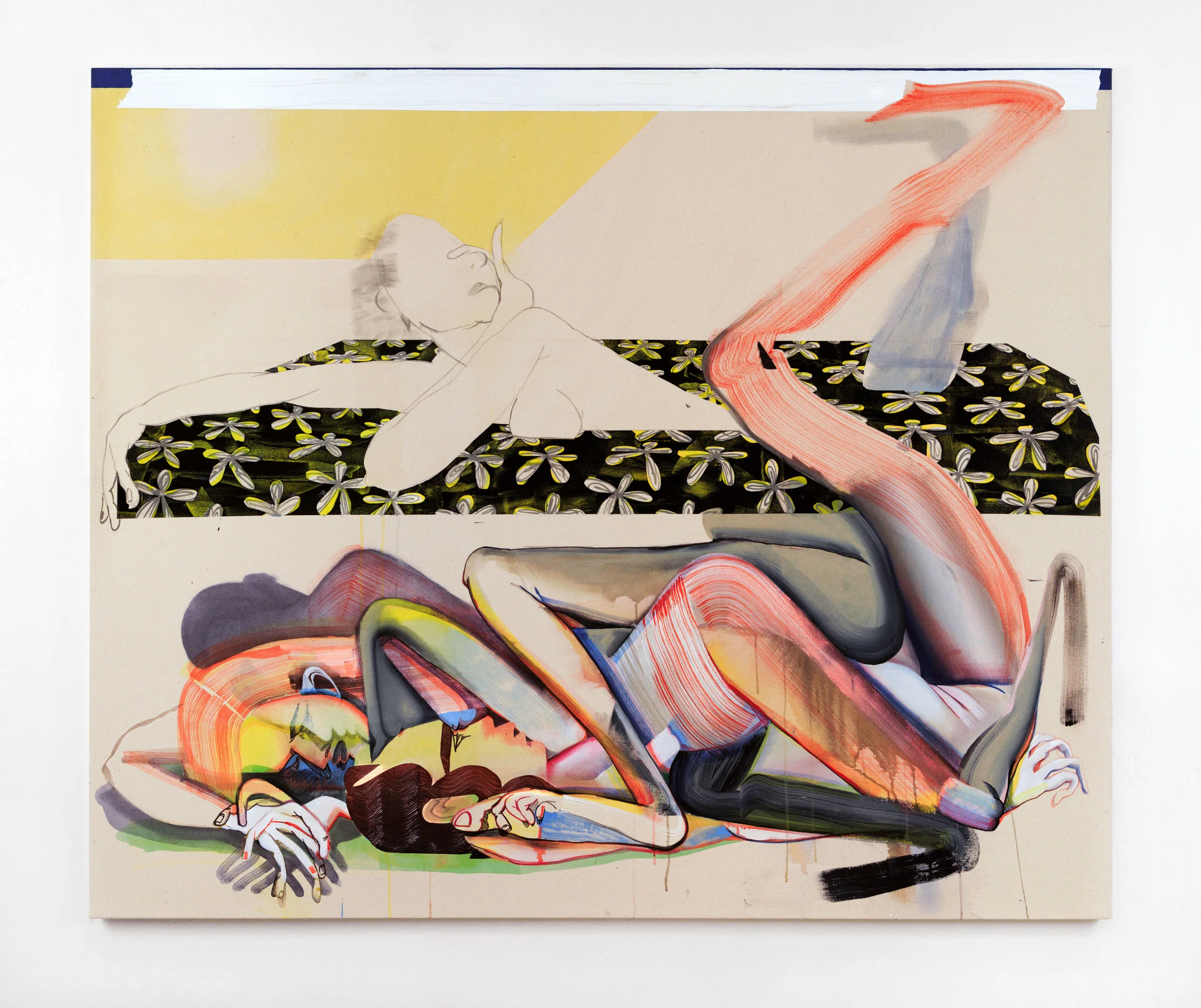CHRISTINA QUARLES. "GROUNDED BY THE SIDE OF YEW" (2017). ACRYLIC ON CANVAS. 55 X 86 IN. COURTESY OF THE ARTIST, PILAR CORRIAS GALLERY, LONDON, AND DAVID CASTILLO GALLERY, MIAMI. 