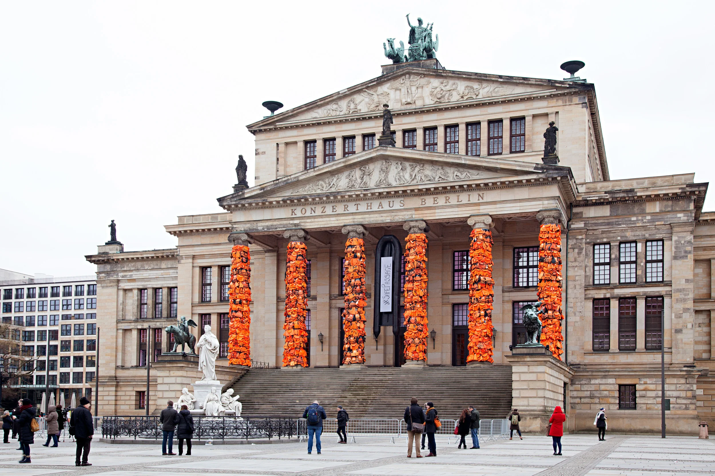 AI WEI WEI. “SAFE PASSAGE” (2016). INSTALLATION VIEW AT THE BERLIN KONZERTHAUS. IMAGE COURTESY OF AI WEIWEI STUDIO.