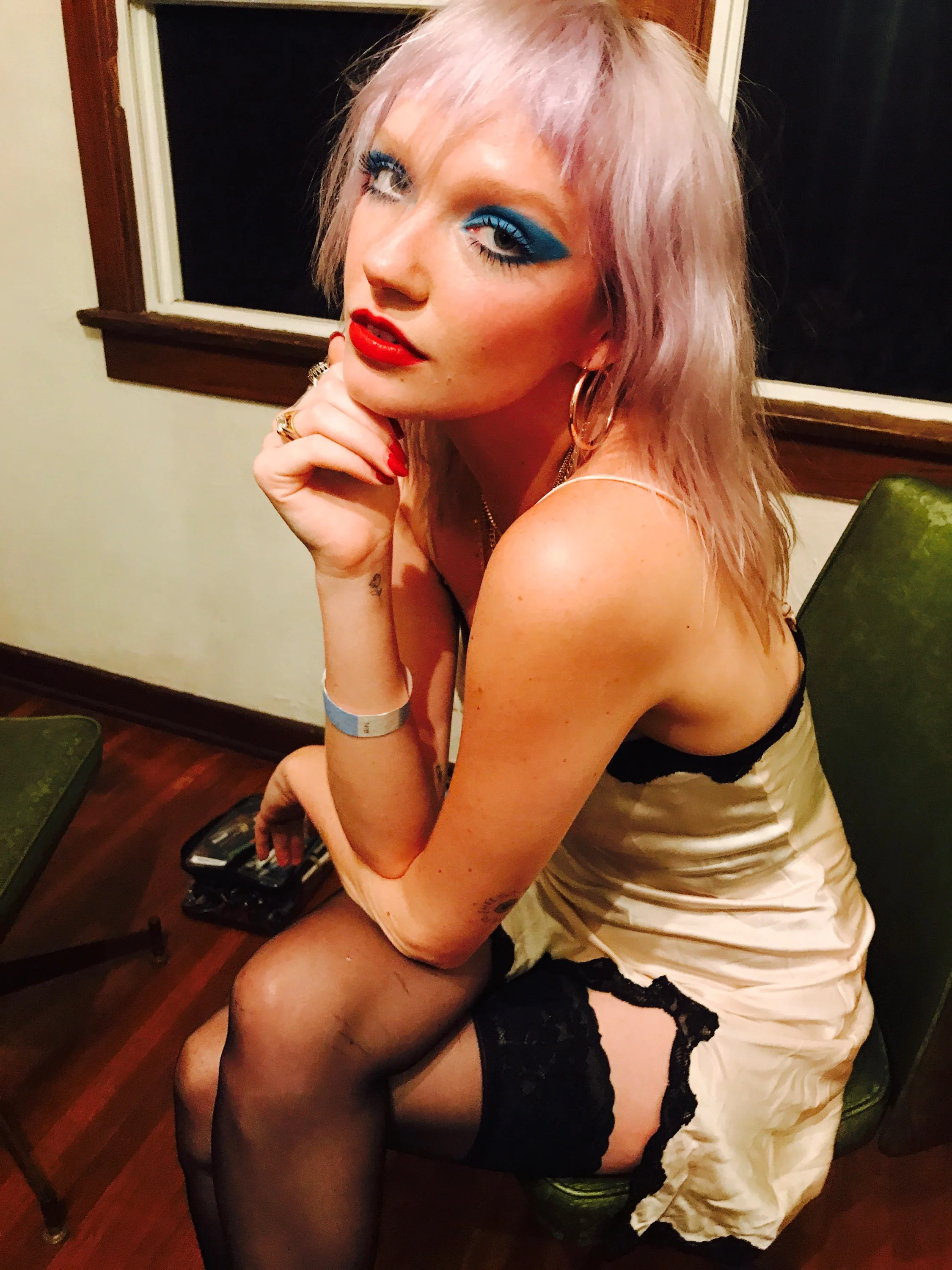 I never ever wear makeup. Besides maybe a red lip. I like to get my makeup done for shows because it makes me feel special. Plus, I like to feel like an ‘80s superhero and makeup artist Lilly Keys did exactly that.