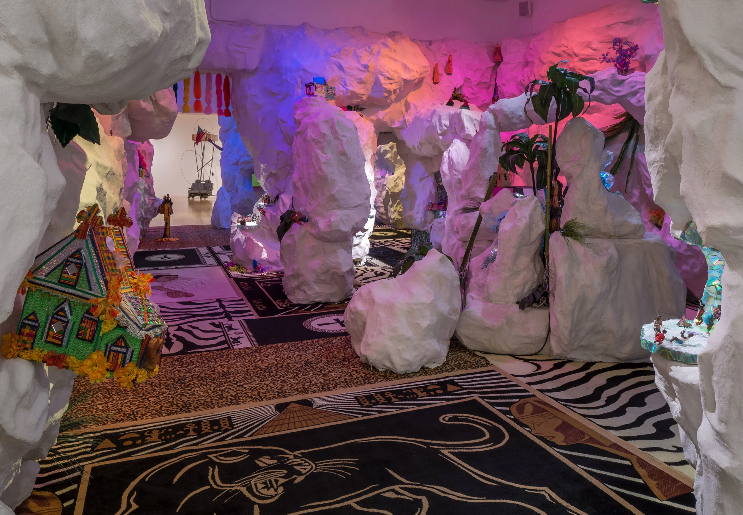 LAUREN HALSEY. “WE STILL HERE, THERE” (DETAIL) (2018). SITE- SPECIFIC MIXED MEDIA INSTALLATION. 23 FT X 46 FT. COURTESY THE ARTIST AND MOCA.