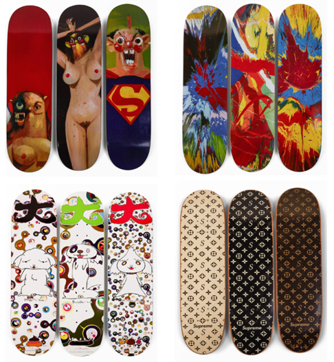 Collaborated boards between Supreme and various artists