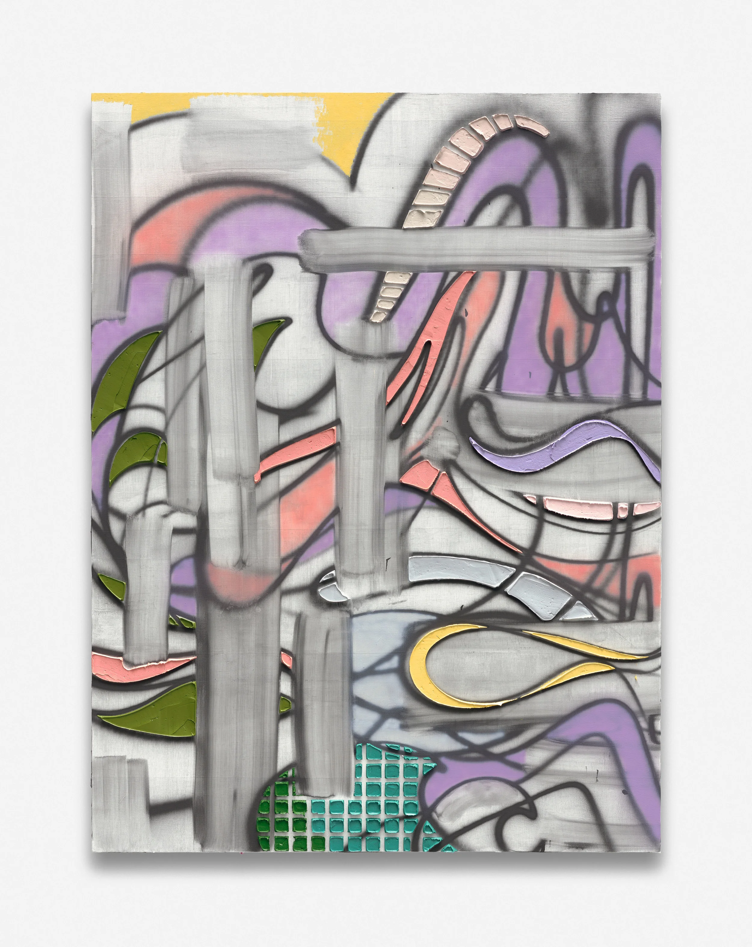 KELTIE FERRIS. “DRAG TRAP” (2018). OIL AND ACRYLIC ON CANVAS IN THE ARTIST’S FRAME. TRIPTYCH; EACH PANEL: 80 X 60 IN. © KELTIE FERRIS. COURTESY OF THE ARTIST AND MITCHELL-INNES & NASH, NEW YORK.