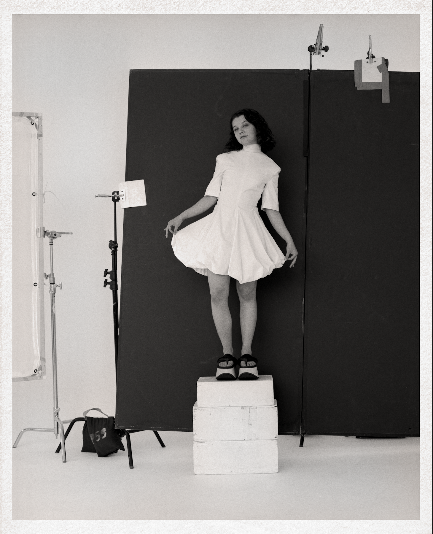 JIL SANDER dress and shoes.