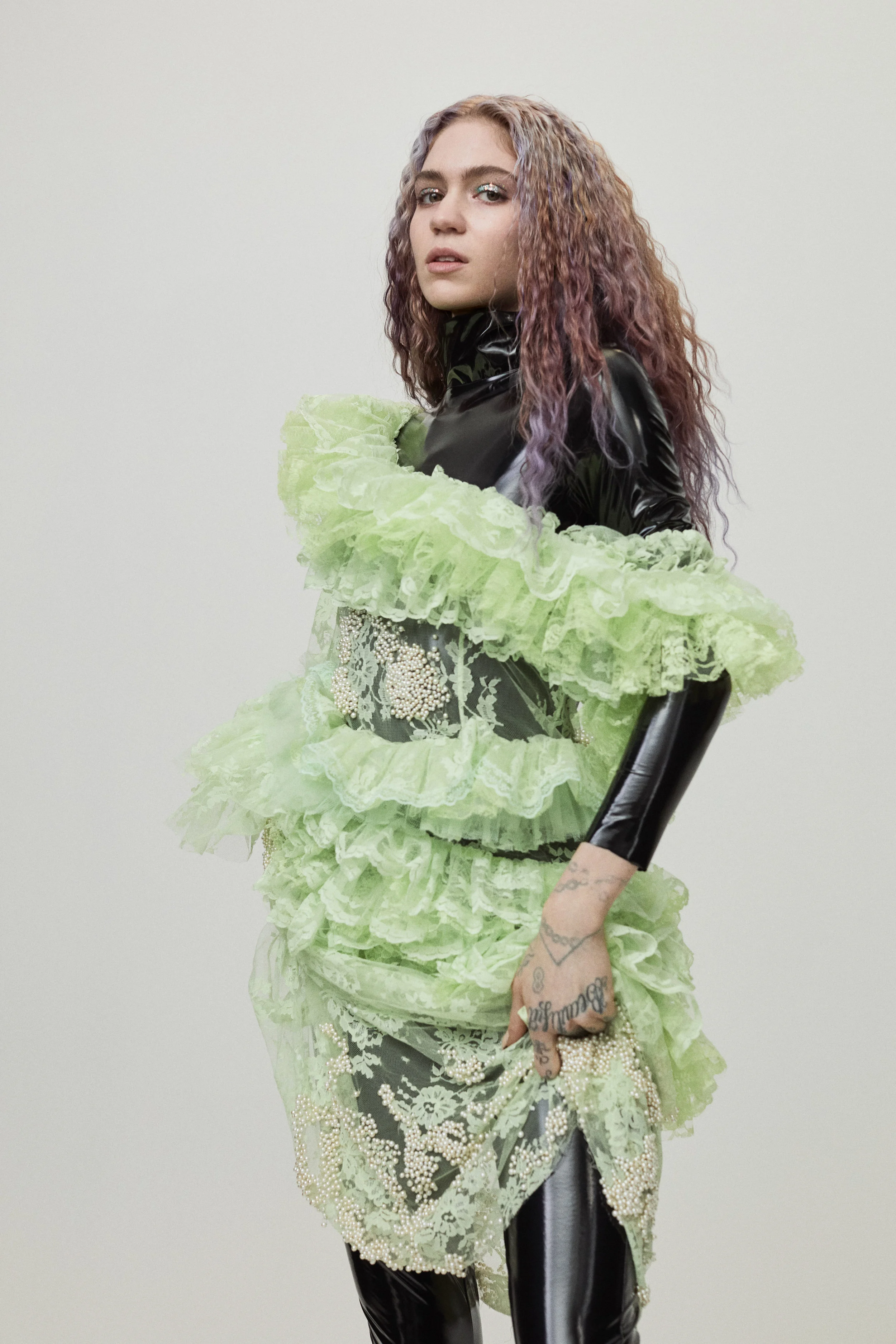PREEN BY THORNTON BREGAZZI dress and stylist’s own bodysuit