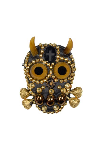  Minadeo Tiger Eye & Brown Eye Skull Brooch 