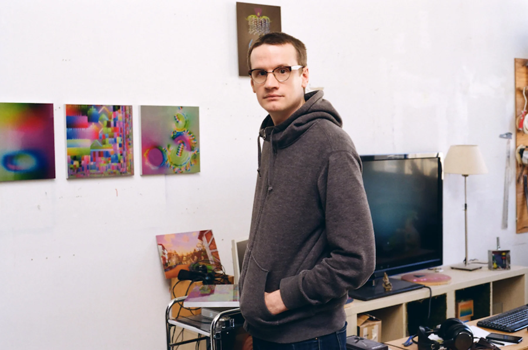 Jeremy Couillard in his studio, courtesy of the artist, Daata Editions and Phillips Auctions