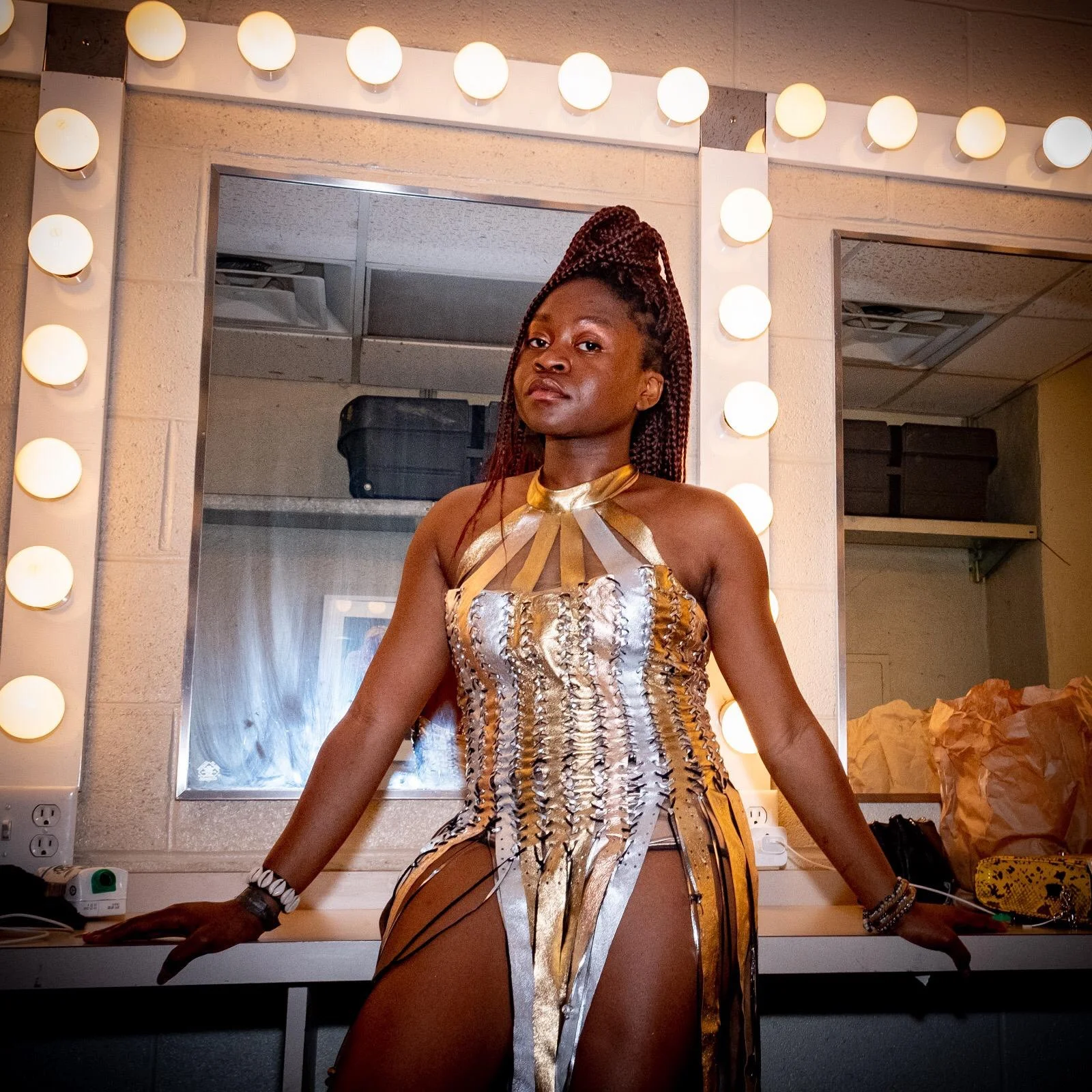 Showtime and ready to shine! Costume by @ernestjamescouture 📸 @theoluwaseye