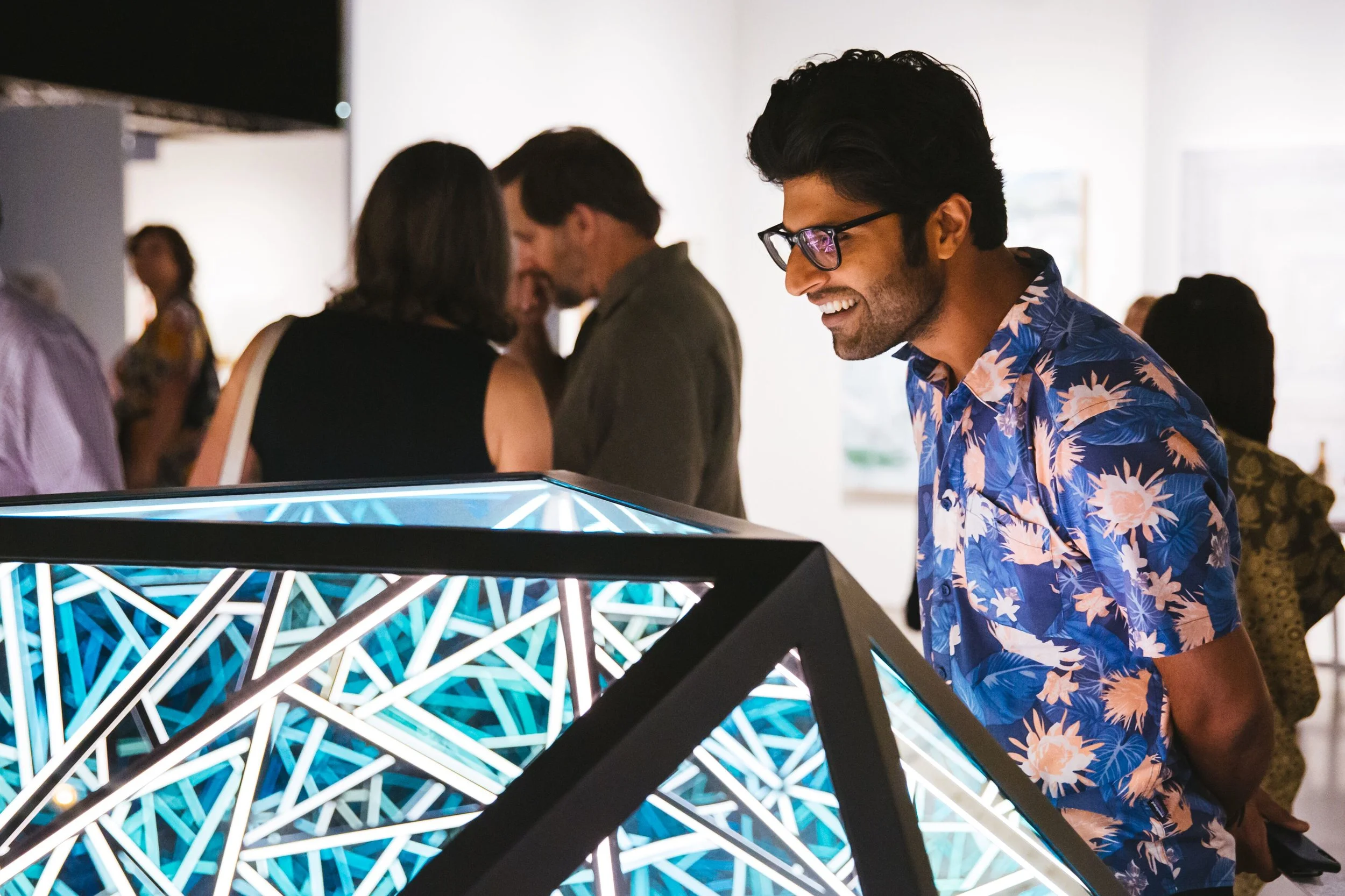The work of Anthony James was a perfect meeting of style and design as his infinite geometric spheres illuminated and attracted audience seeking an immersive taste at the sublime vantage point of forever.