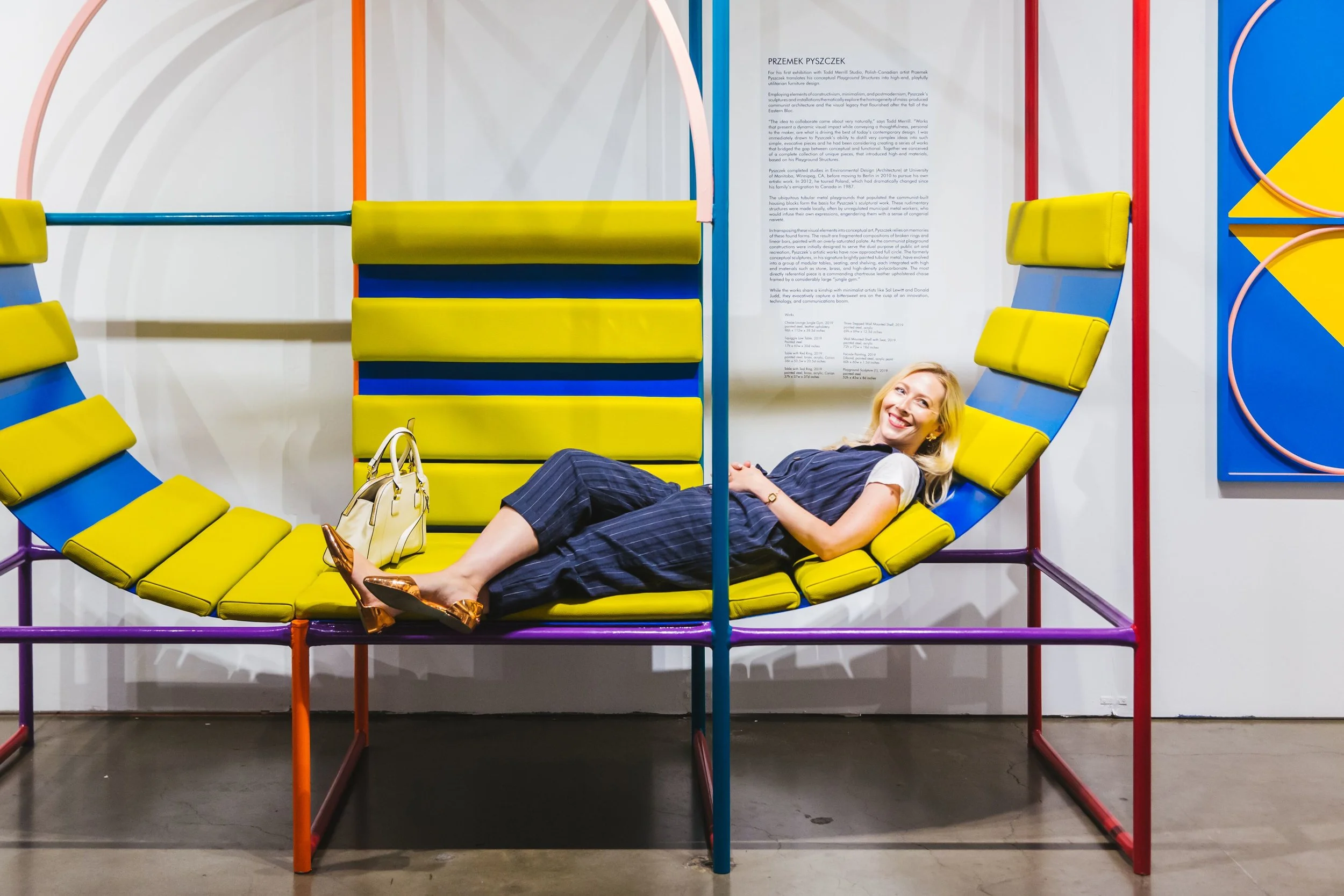 The Polish Canadian artist’s Playground Structures takes his colorful postmordern designs and brings them to a world of functioning art that is playful, durable and stunning.