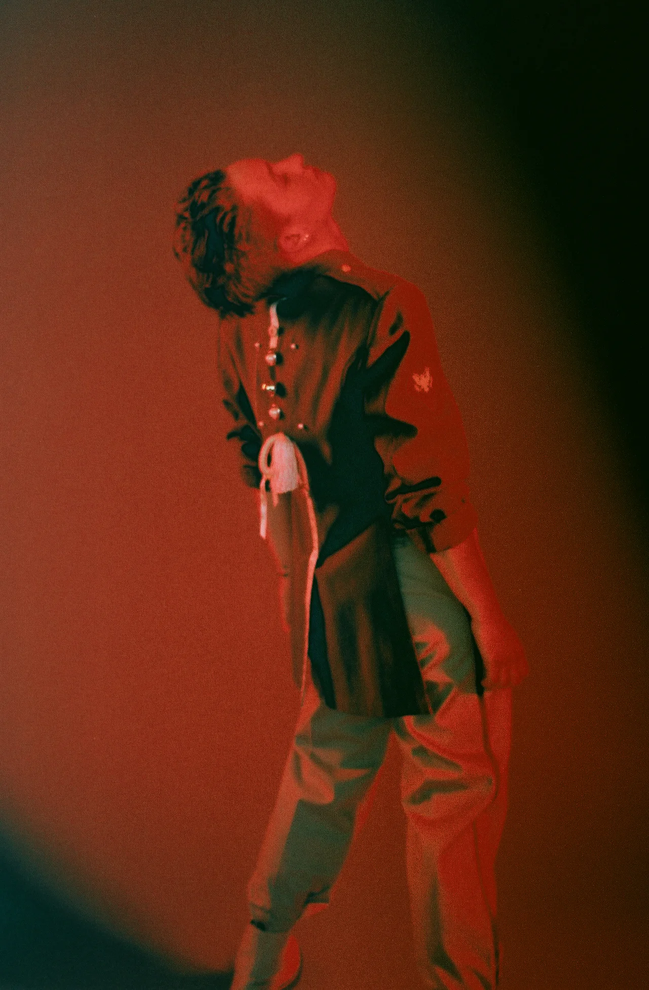 TOUSSAINT LOVERTURE jacket, AMIRI shirt, ATELIER & REPAIRS pants and DR. MARTENS shoes.