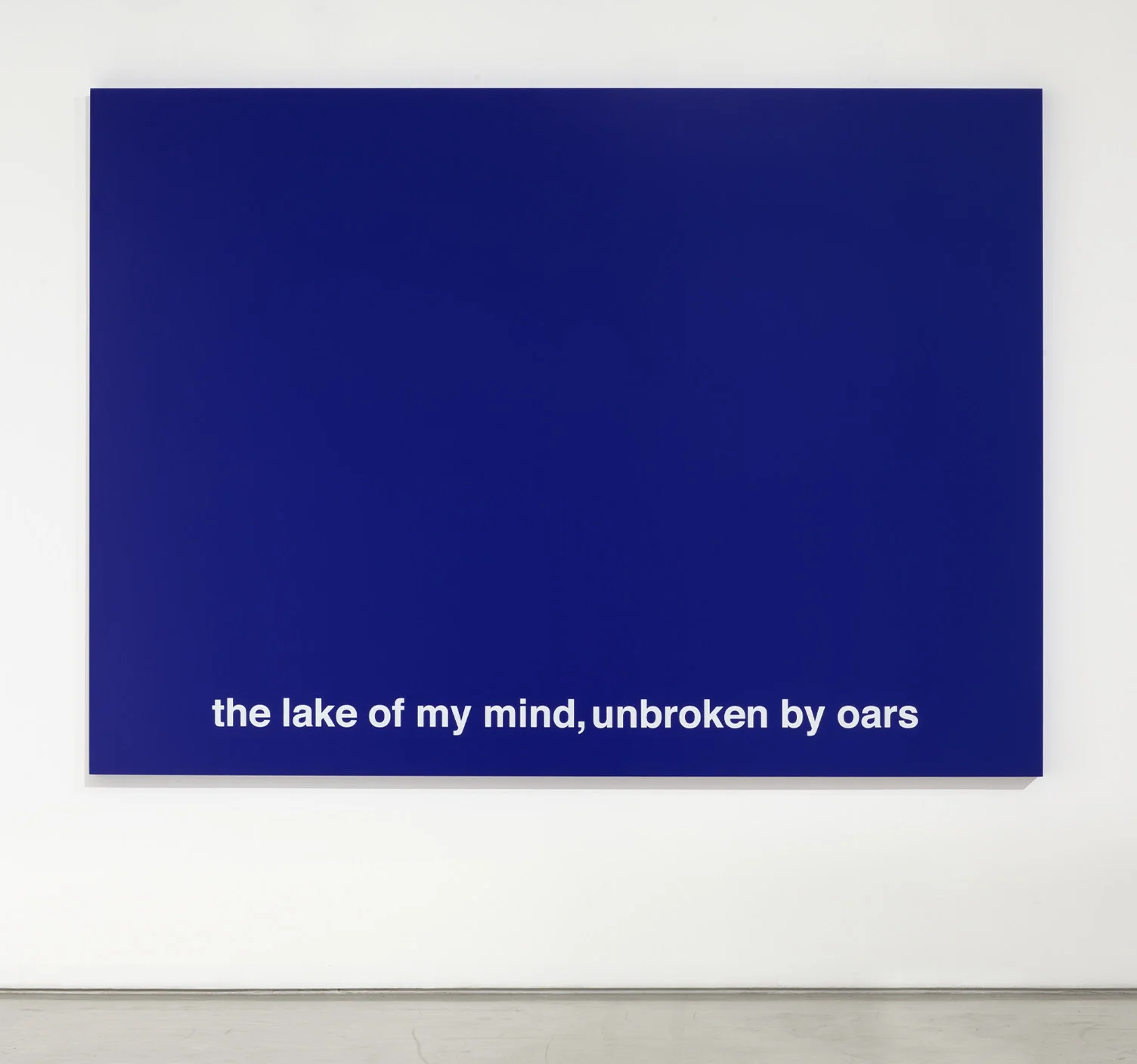 Eve Fowler, the lake of my mind, unbroken by oars , 2019, Acrylic polyurethane on aluminum, 49 x 68 x 1.5 inches (124.5 x 173 x 4 cm)
