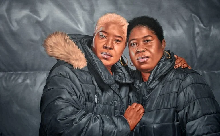 Monica Ikegwu,  Sister’s Keeper, 2020, Oil on canvas, 30 x 48 inches