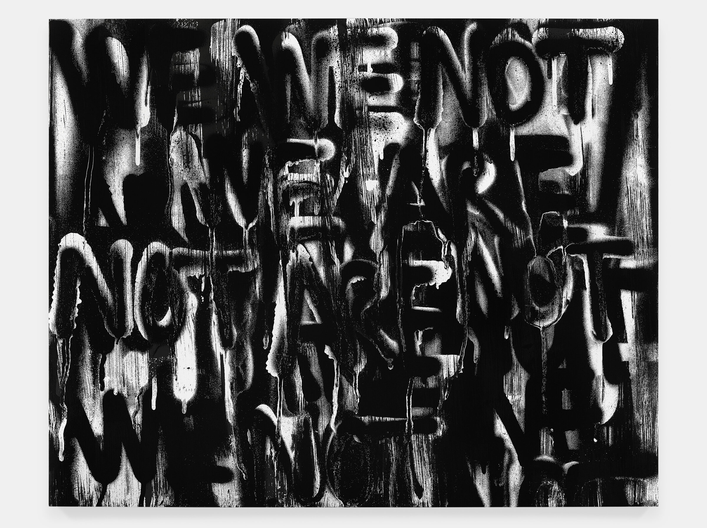 Adam Pendleton. “Untitled (WE ARE NOT)” (2020). Silkscreen ink on canvas. 96” x 120”. Image courtesy of the artist and David Kordansky Gallery.