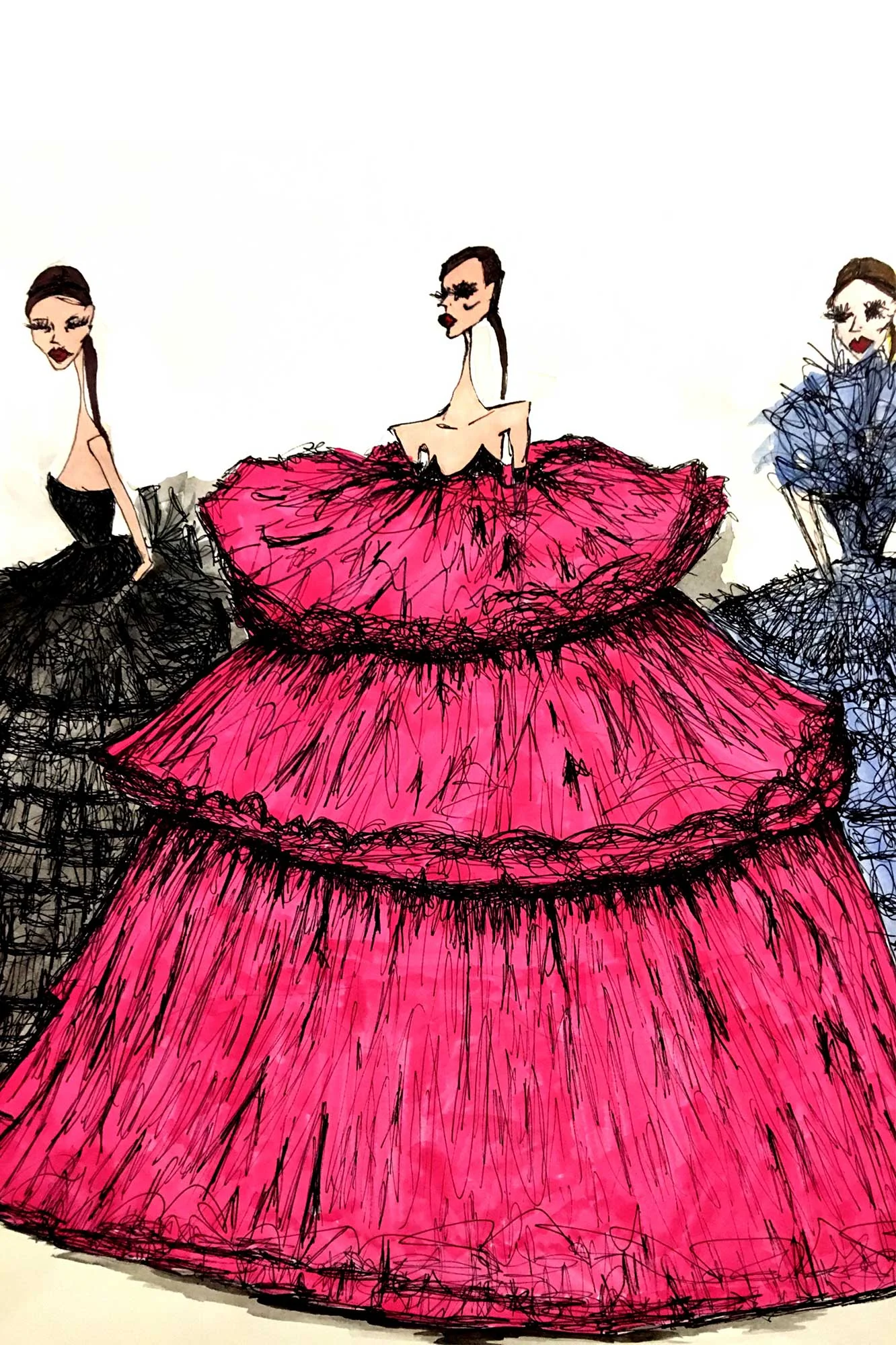 Illustrator: Julie McGrathWardrobe Credits: Giambattista Valli Line Up