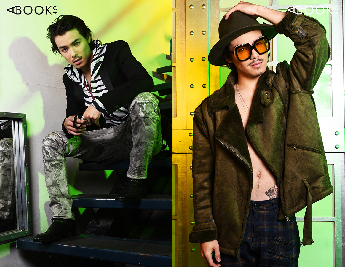 LEFT: Top - Triple RRR, Jeans - A. Tiziano, Mask - Owsla RIGHT: Jacket - Lifted Anchors, Pants - A. Tiziano, Glasses - zeroUV