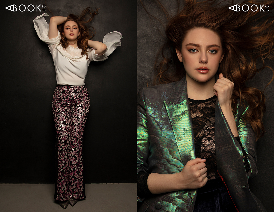 Left: Blouse - Ramy Brook , Pants - Prabal Gurung , Shoes - SJP Right: Blazer - Victoria Novak , Lace bodysuit - Fleur Du Mal