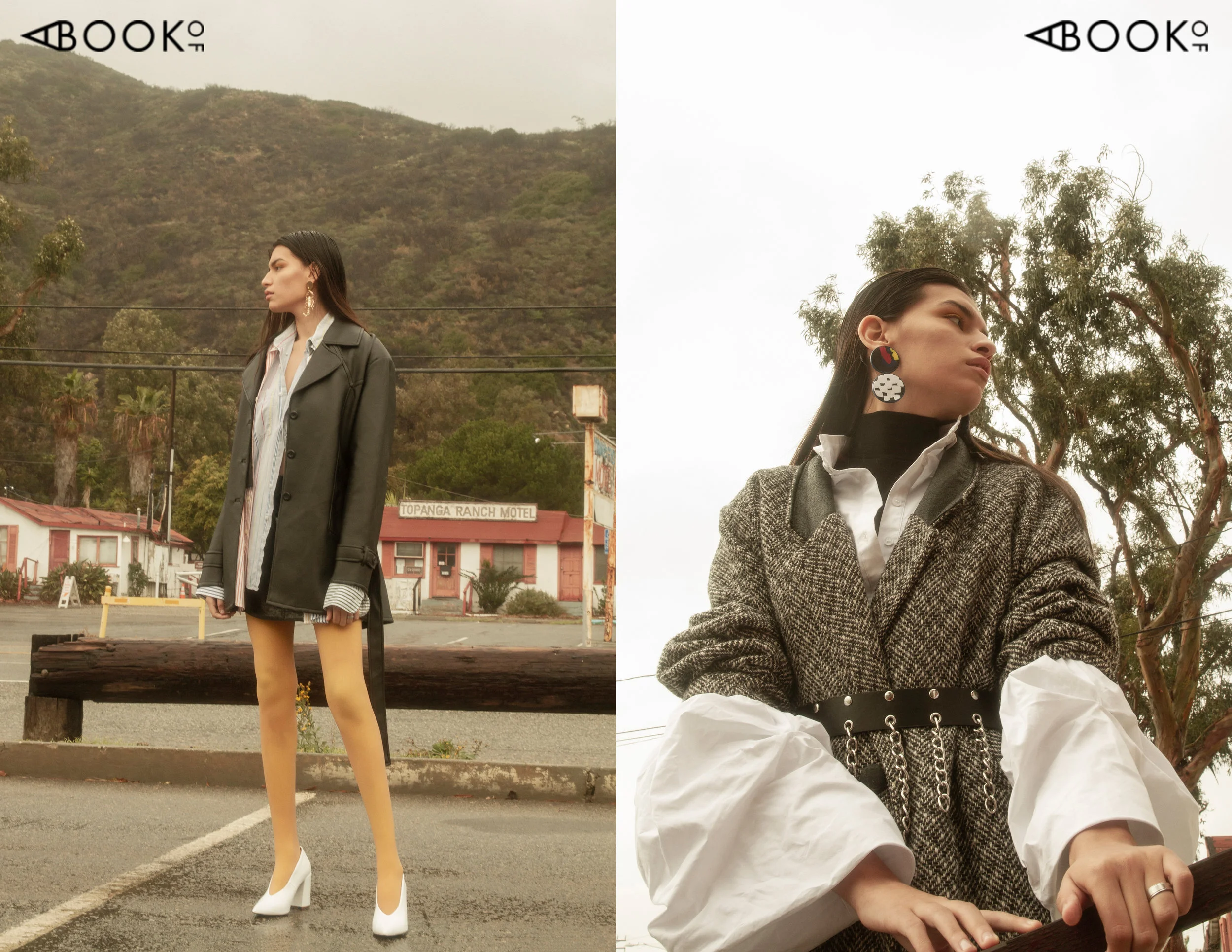 (Left) Shirt: Vintage from La Loupe, Shirt: Vintage, Skirt: BB Dakota, Jacket: Vintage, Shoes: Topshop, Earrings: Georgina Trevino