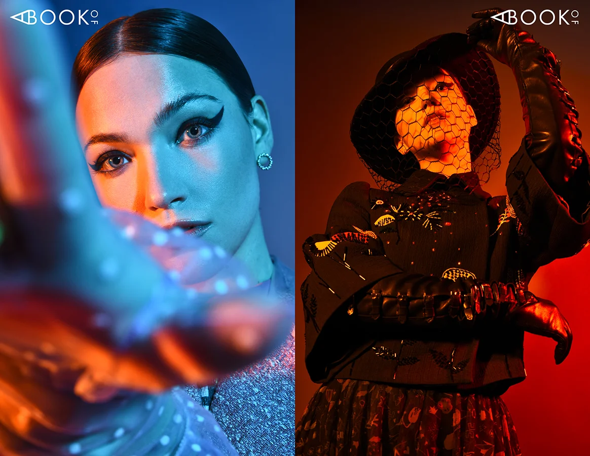 LEFT: Earrings: Lulus, Ring: Leciel Design, Gloves: Gaspar, Jacket/ Dress: Elisabetta Franchi RIGHT: Hat: Gladys, Gloves: Gaspar, Look: Elisabetta Franchi