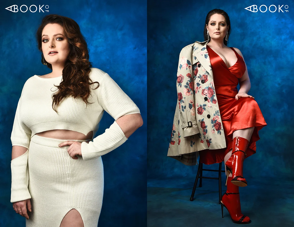 LEFT: Top & Skirt: House of CB, Earrings: Cornelia Webb RIGHT: Jacket: Burberry, Dress: Chelsea 28, Shoes: Gucci, Earrings: Zara