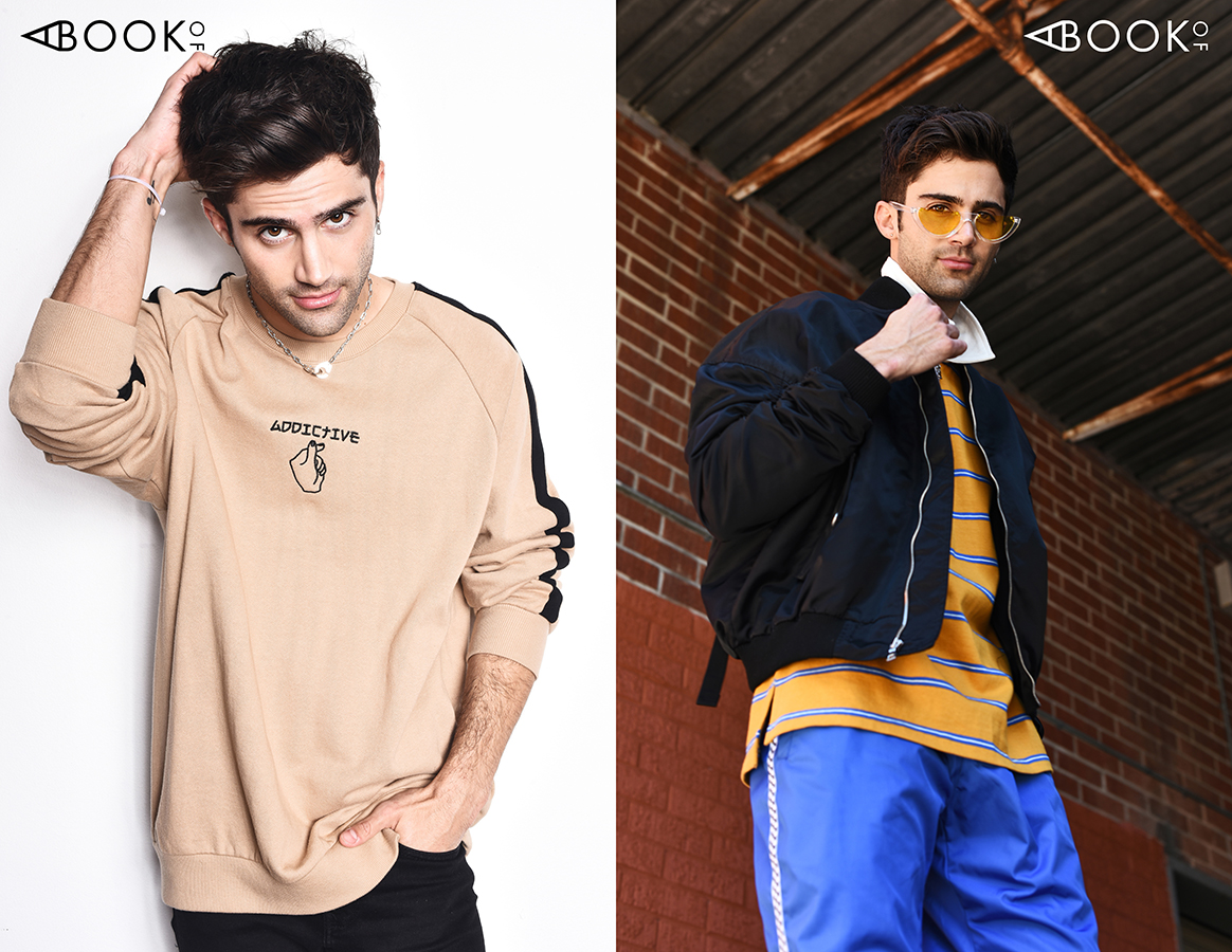 LEFT : Sweater: Conceptual, Sunglasses: zeroUV RIGHT : Glasses: zeroUV, Jacket: Paraval, Shirt: Conceptual, Pants: Bob