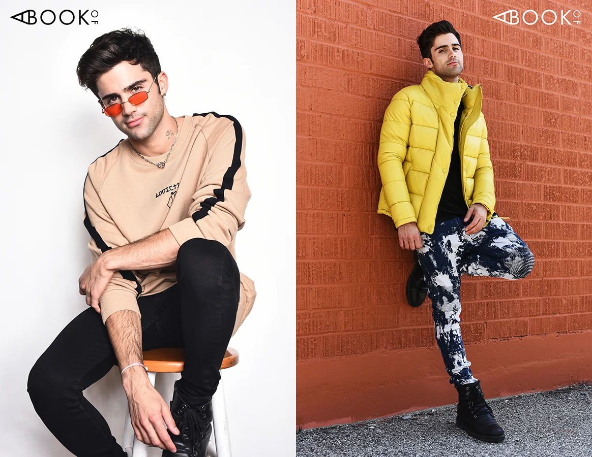 LEFT : Sweater: Conceptual, Sunglasses: zeroUV RIGHT : Glasses: Publish X Gunnar, Shirt: Cadogan, Jacket: Ith Jkt, Pants: Soulstar,