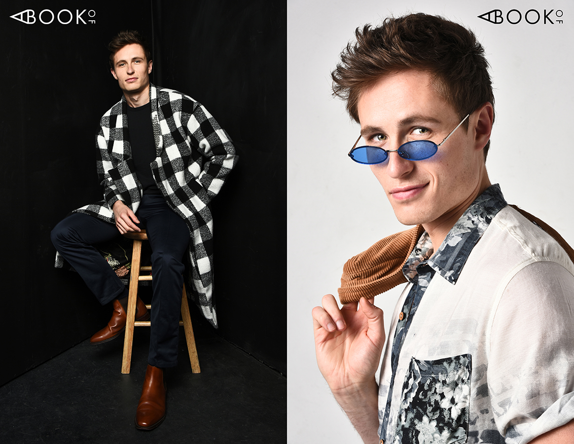 LEFT: Coat: Laboratoire, Shirt: Karsan, Pants: Etre RIGHT: Sunglasses: zeroUV, Shirt: The Raga Man, Jacket: B.O.B.