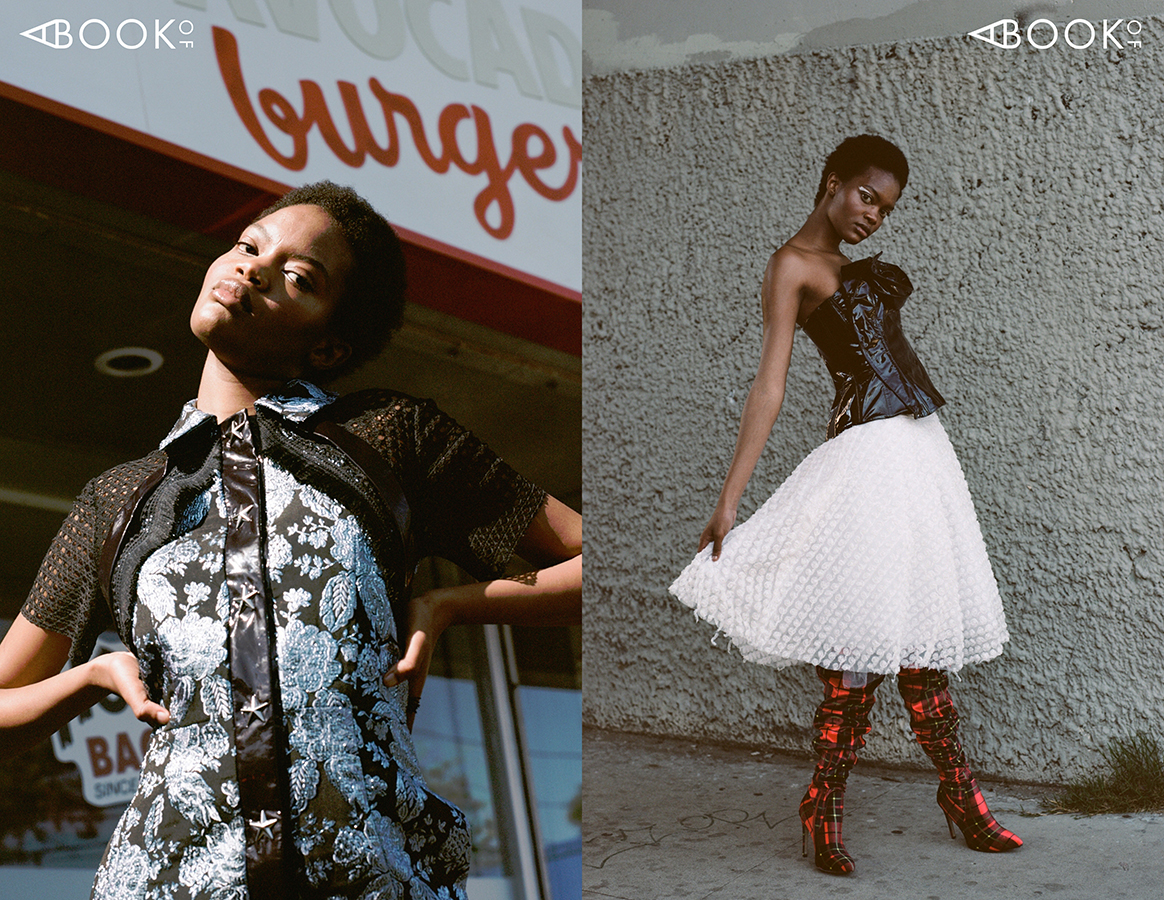 LEFT: Dress: Ashley Isham RIGHT: Top: Chase Denham, Skirt: Luxury by Feyi, Boots: Malan Breton