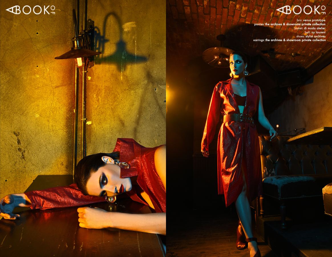 Bra: VENUS PROTOTYPE , Panties: THE ARCHIVES & SHOWROOM PRIVATE COLLECTION , Jacket: DI MODA ATELIER , Belt: NY LAURENT , Shoes: STYLIST ARCHIVES, Earrings: THE ARCHIVES & SHOWROOM PRIVATE COLLECTION