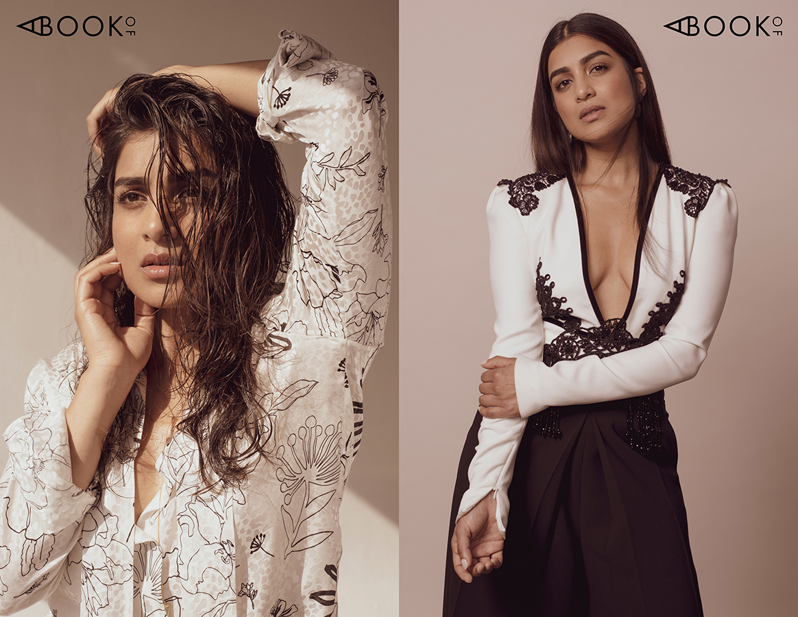 LEFT: Blouse: EMRANO SCERVINO, Necklace: HOUSE OF AVA RIGHT: Jumpsuit: ZUHAIR MURAD, Earrings: SIF JAKOBS