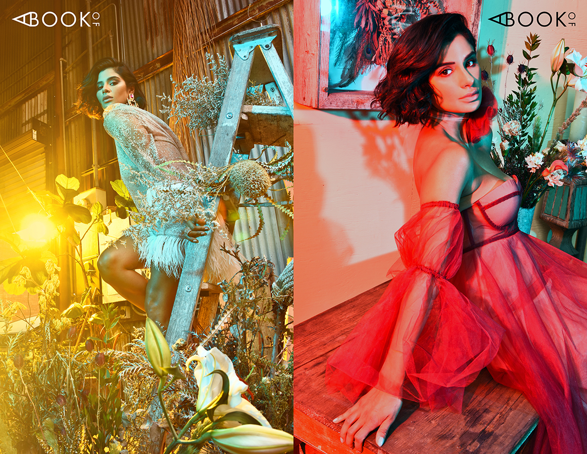 LEFT: Earrings: 8 OTHER REASONS , Dress: ABODI , Shoes: ALEXANDRE BIRMAN RIGHT: Dress ANASTASIA KIEFER