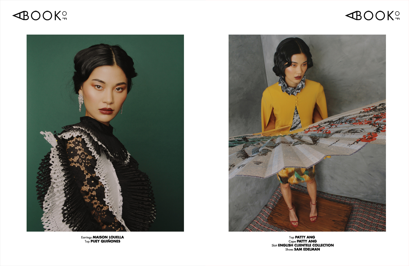 LEFT: Earrings: MAISON LOUELLA, Top: PUEY QUIÑONES RIGHT: Top and Cape: PATTY ANG , Skirt: ENGLISH CLIENTELE, Shoes: SAM EDELMAN