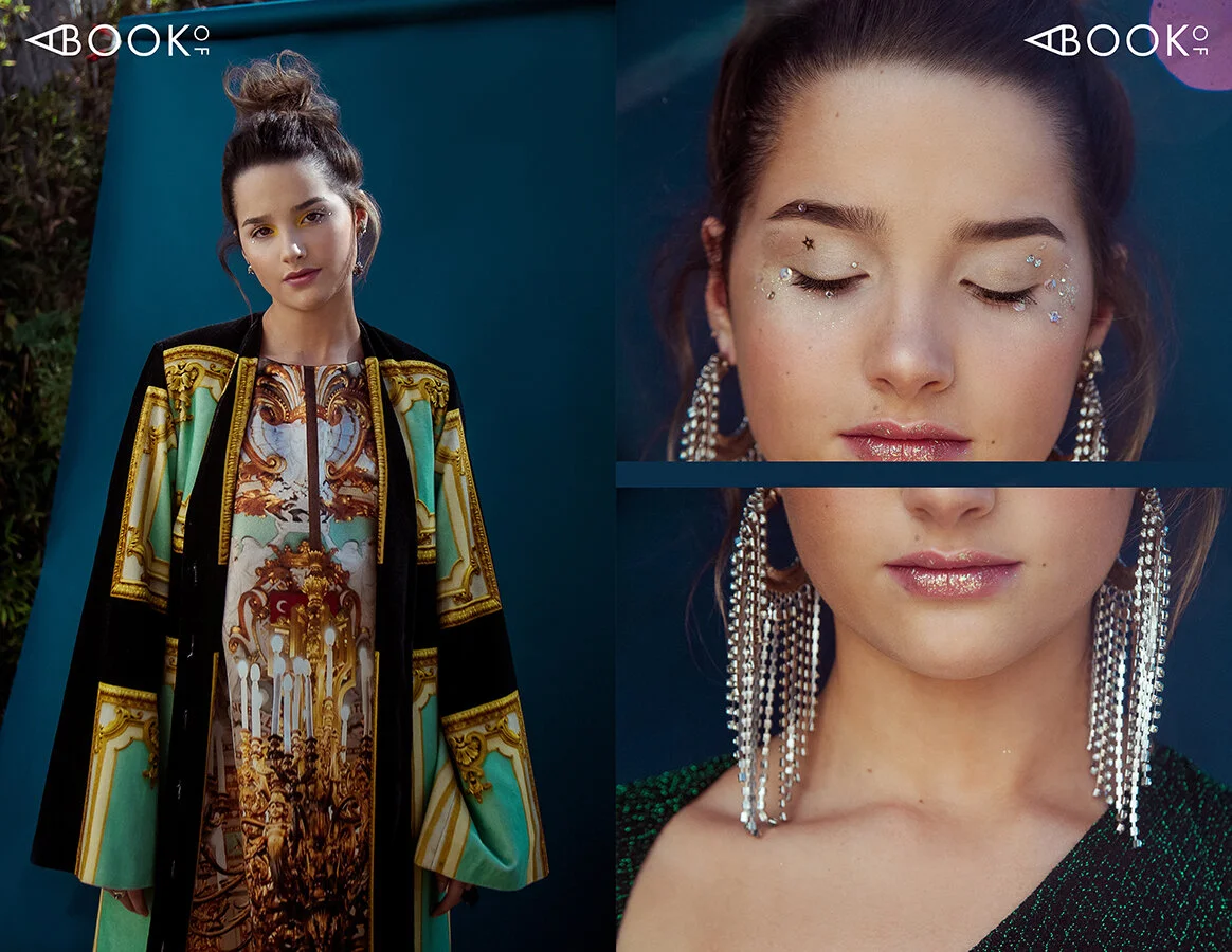 LEFT: Earrings: ALEXIS BITTAR, Gold Ring: ALEXIS BITTAR, Panther Ring: IRIS TRENDS, Dress: CHARLES AND RON, Jacket: CHARLES AND RON, heels: GIANVITO ROSSIRIGHT: Earrings: SWAROVSKI, Diamond Star Ring: LAJOUX, Bodysuit: FLIRTATIOUS, Belt: ISABEL MARA…