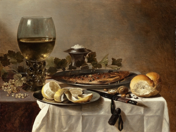 Fig 3 . Pieter Claesz, Still Life with Herring, Wine and Bread , 17th Century