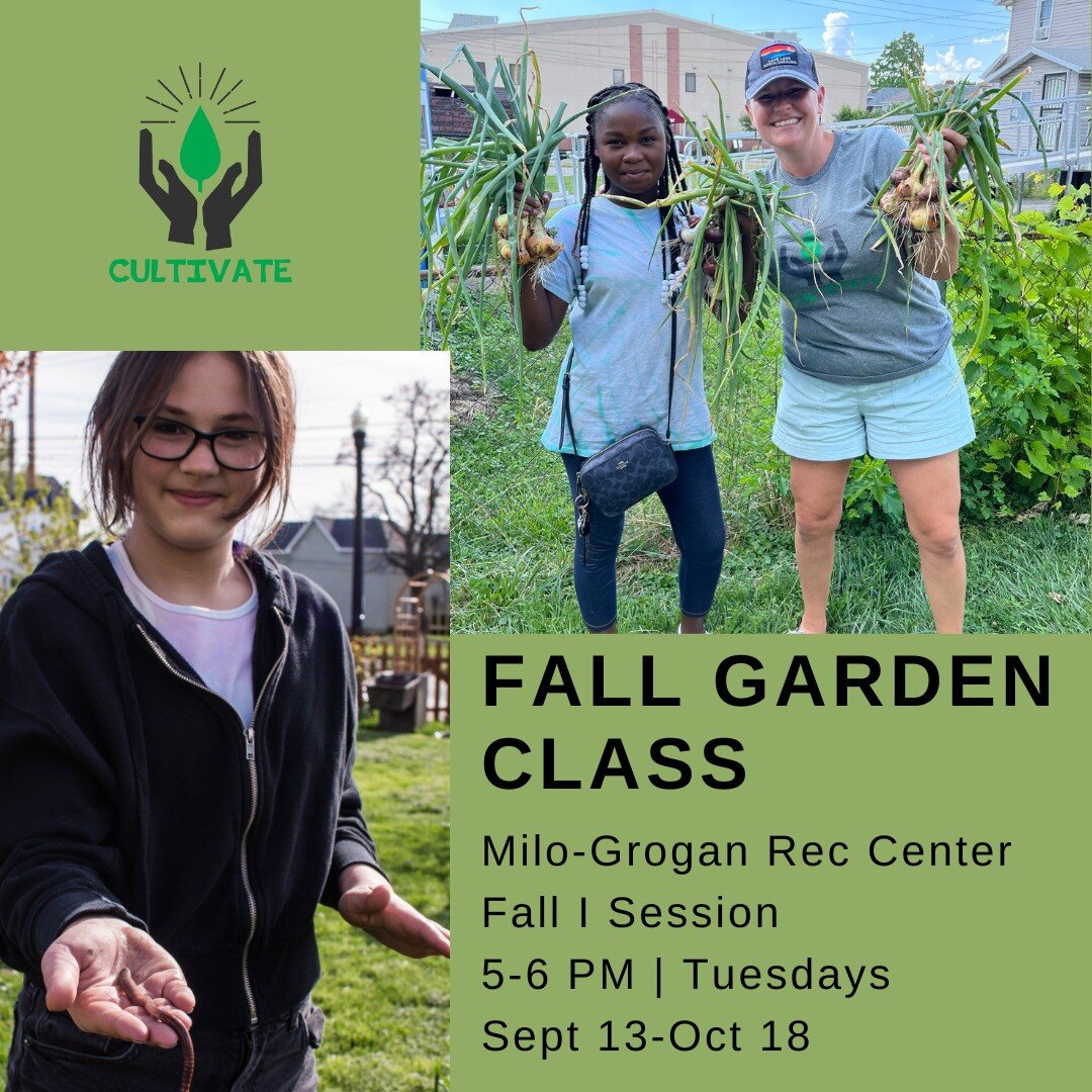 Interested in learning more about gardening? Get registered fro our Fall Garden Class held at the Milo-Grogan Rec Center on Tuesday evenings from 5-6pm starting next week. We will get our hands dirty caring for the garden beds and participate in othe