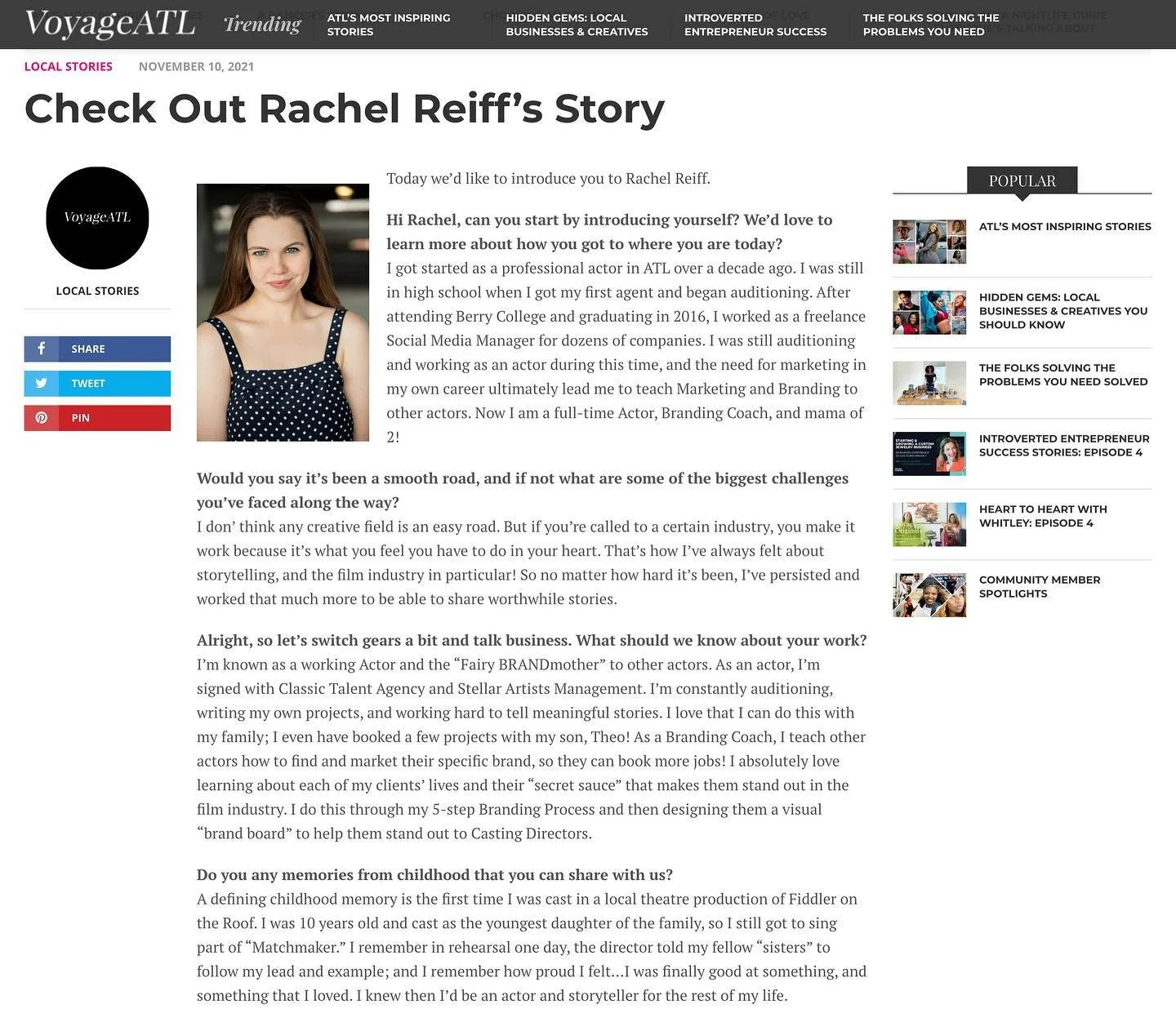 Thank you @voyageatl for the chance to share my story! Link is in my bio! ❤️

#actorslife🎬 #mamalife #brandingforactors